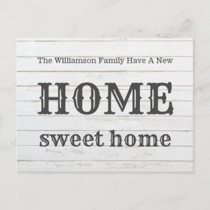 Wood New Home Sweet Home Moving Announcement Postcard