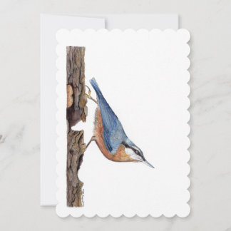  Wood Nuthatch Bird (Sitta Europaea) Invitation
