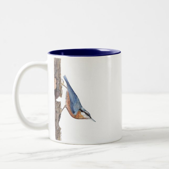 Wood Nuthatch Bird (Sitta Europaea) Mug (Left)
