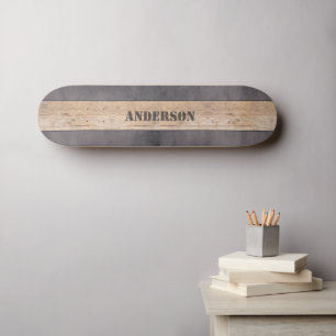 Wood on Dark Background, Name Skateboard