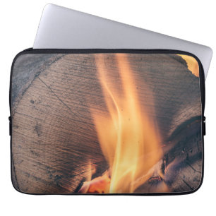 Wood on fire laptop sleeve