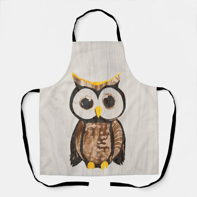 Wood - Owl with big eyes Apron (Front)