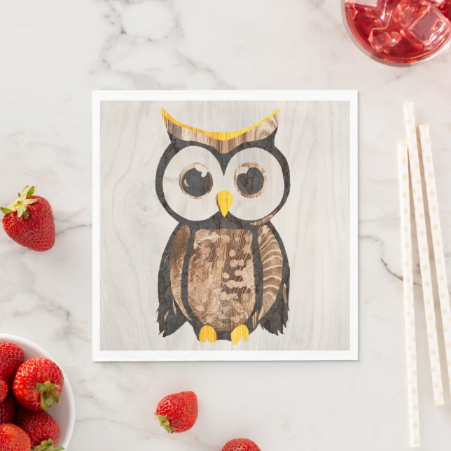  Wood - Owl with big eyes Napkin (Insitu)
