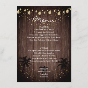 Wood Palm Country Rustic Wedding Menu
