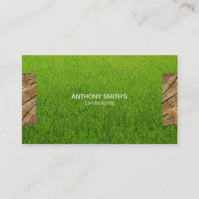 Wood Panel and Cut Grass 2 Business Card (Front)