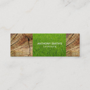 Wood Panel and Cut Grass Mini Business Card