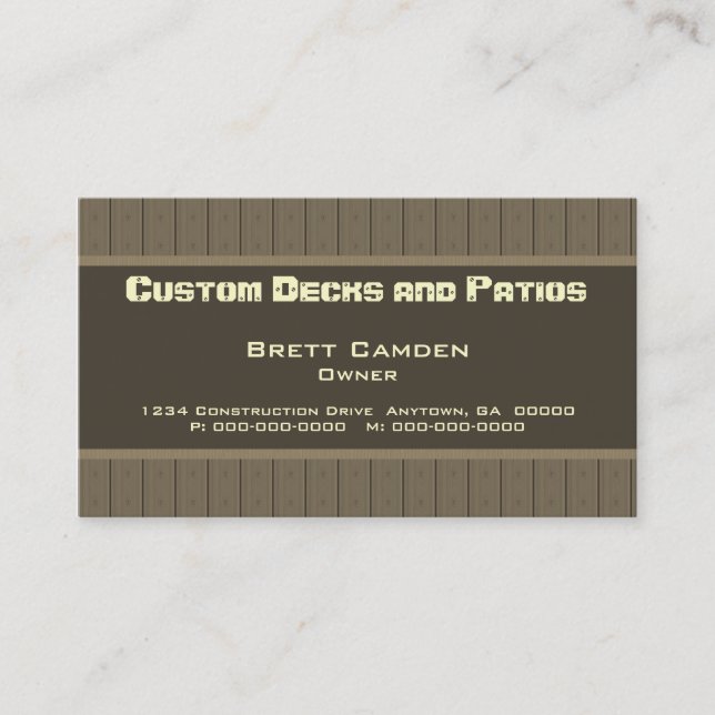 Wood Panel Construction Business Card (Front)