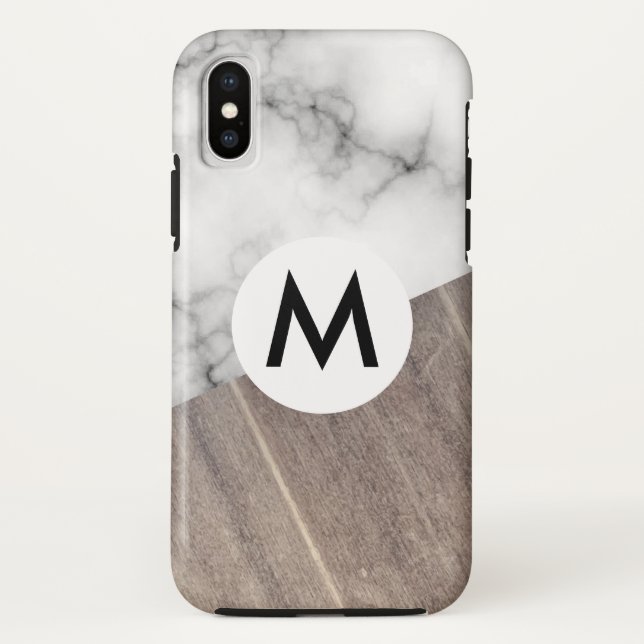 Wood Panel Marble with Monogram Case-Mate iPhone Case (Back)