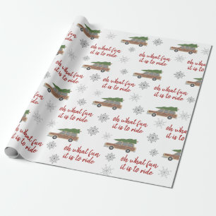 Wood Panelled Car What Fun It Is To Ride Christmas Wrapping Paper