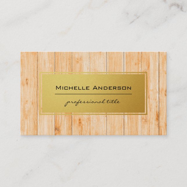 Wood Panels | Gold Frame Backing Business Card (Front)