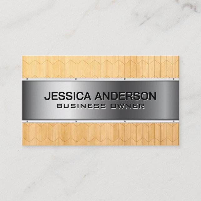 Wood Panels | Metallic Business Card (Front)