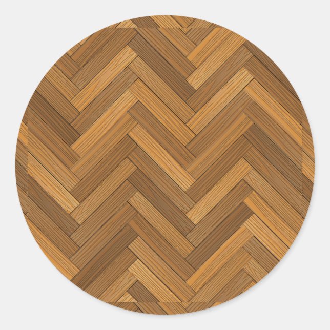 Wood Parquet Floor Design Classic Round Sticker (Front)