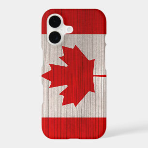 Wood Pattern with Engraved Canada Flag