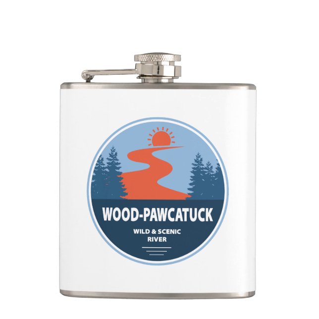 Wood-Pawcatuck Wild And Scenic River Hip Flask (Front)