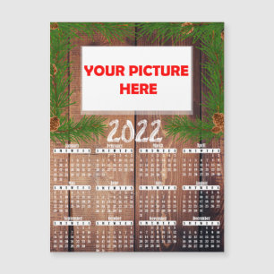 Wood Photo 2022 Customise Fridge Magnet Calendar