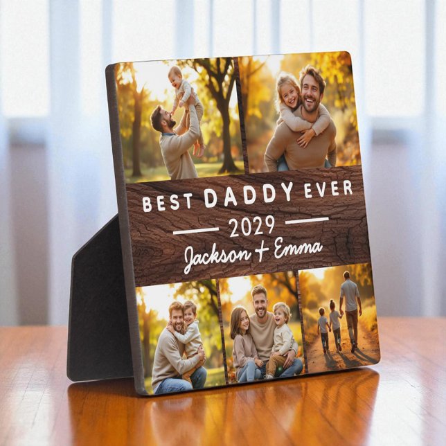 Wood Photo Collage Father's Day Best Daddy Ever Plaque (Creator Uploaded)