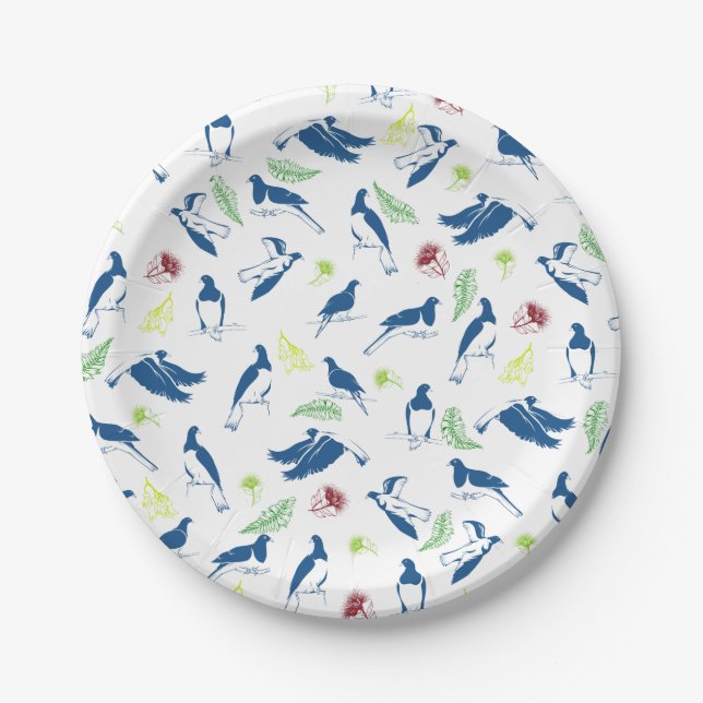 Wood Pigeon Kereru Pattern Paper Plate (Front)