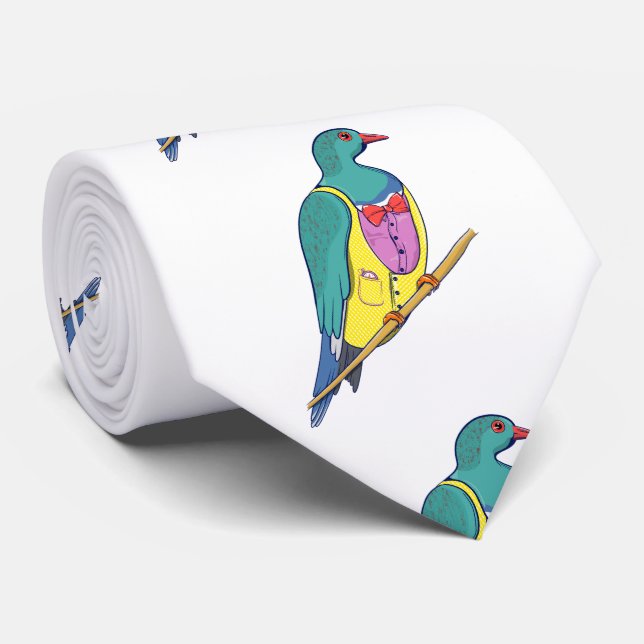 Wood Pigeon Kereru Wearing a suit Tie (Rolled)