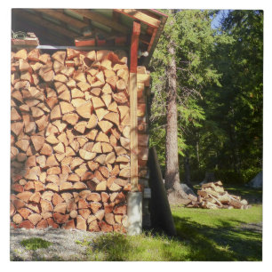 Wood Pile for Bon Fires Ceramic Tile