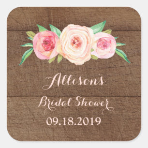 Wood Pink Blush Bridal Shower Favour Tag