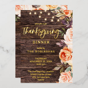 Wood Pink & Peach Floral w/ Lights Thanksgiving