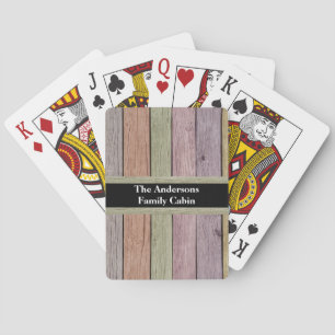 Wood Plank Family Cabin Pastel Customisable Playing Cards