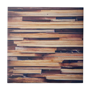 Wood planks design brown ceramic tile