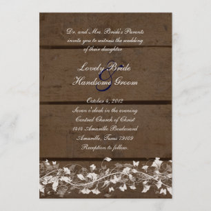 Wood Planks Floral Wedding Invitation