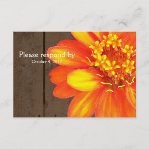 Wood Planks, Orange Zinnia RSVP with envelope