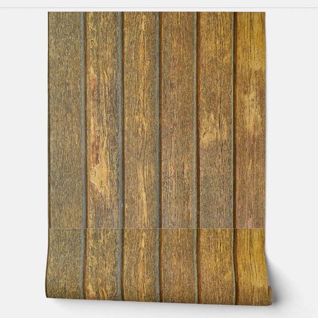 WOOD PLANKS RUSTIC CABIN WALLPAPER  (Unrolling)