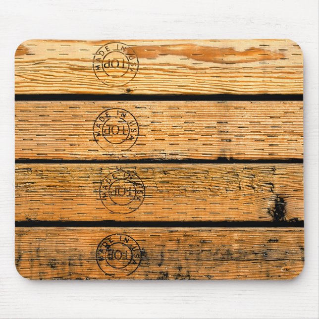 Wood Planks Stamped with "Made in USA" Mouse Pad (Front)