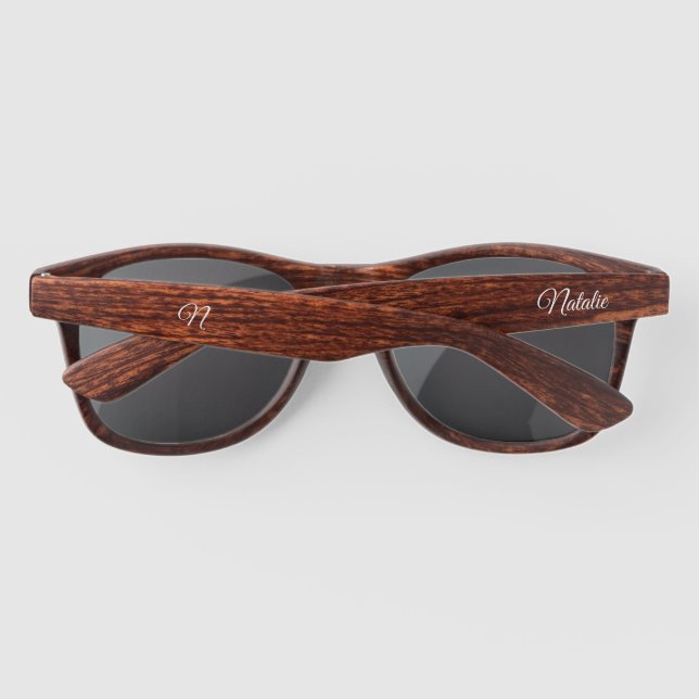 Wood print   -  monogrammed sunglasses (Back)