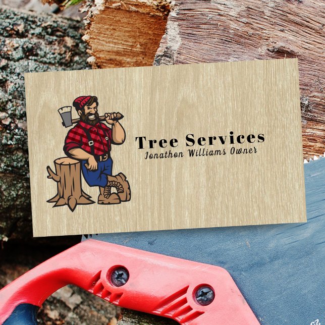 Wood Professional Tree Trimming Service Business Card (Creator Uploaded)