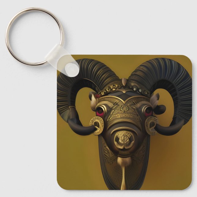 Wood Ram Key Ring (Front)