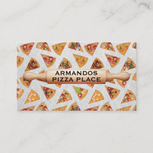 Wood Rolling Pin Pizza Slices Business Card