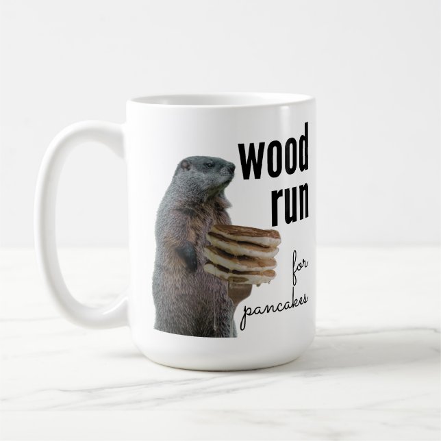 Wood Run for Pancakes (with Woodchuck) Coffee Mug (Left)