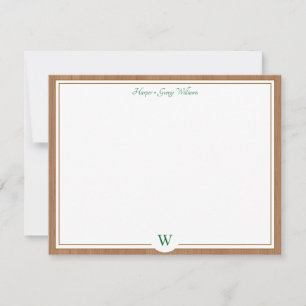 Wood Rustic Boho Monogram Custom Wedding Green Card
