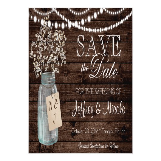 Wood Rustic Country Barn Wedding Save Date Magnetic Invitation