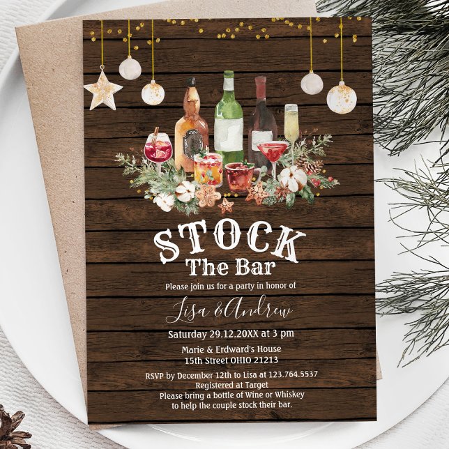 Wood Rustic Couples Shower Stock The Bar  Invitation (Creator Uploaded)