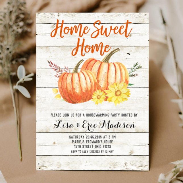 Wood Rustic Fall Pumpkin Housewarming Invitation (Creator Uploaded)