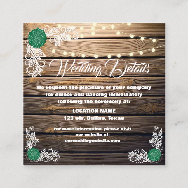 Wood Rustic Lace Enclosure Cards (Front)