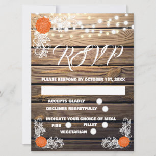 Wood Rustic Lace RSVP Cards