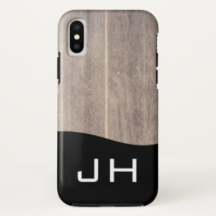 Wood Rustic two letter monogram iPhone XS Case