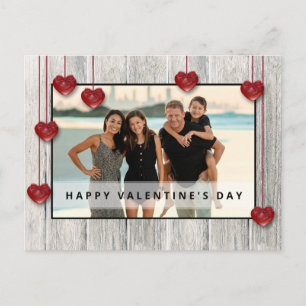 Wood Rustic Valentine's Day LOVE Hearts Photo Card