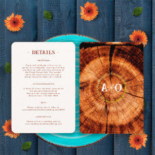 Wood Rustic Wedding Details Hotel Accommodation Enclosure Card