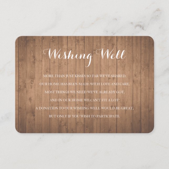 Wood rustic wishing well wedding insert card (Front)
