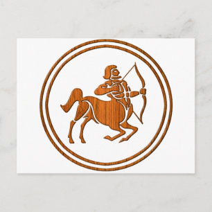 Wood Sagittarius Zodiac Archer Astrology Sign Postcard