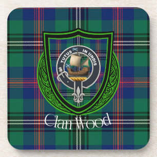 Wood Scottish Clan Tartan & Crest Coaster