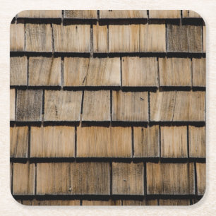 wood shingles square paper coaster