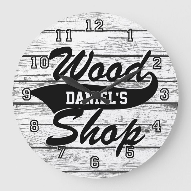 Wood Shop Personalise Large Clock (Front)